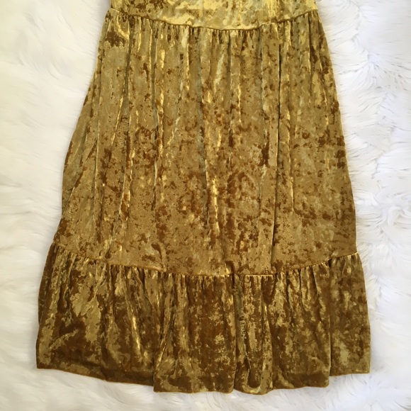 Rebecca Minkoff Mustard Yellow Velvet Midi Dress - Picture 3 of 8